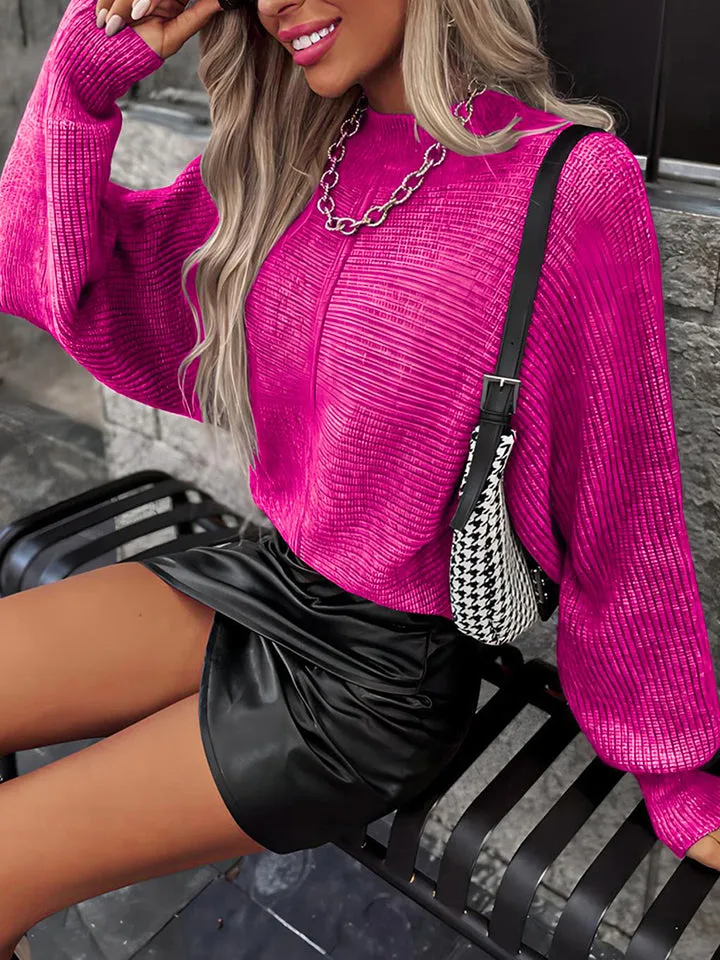 Hazel Blues® |  Horizontal Ribbing Round Neck Sweater