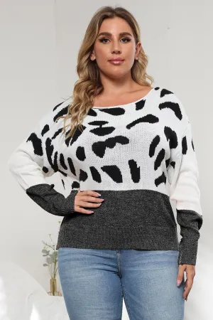 Hazel Blues® | Leopard Round Neck Long Sleeve Sweater