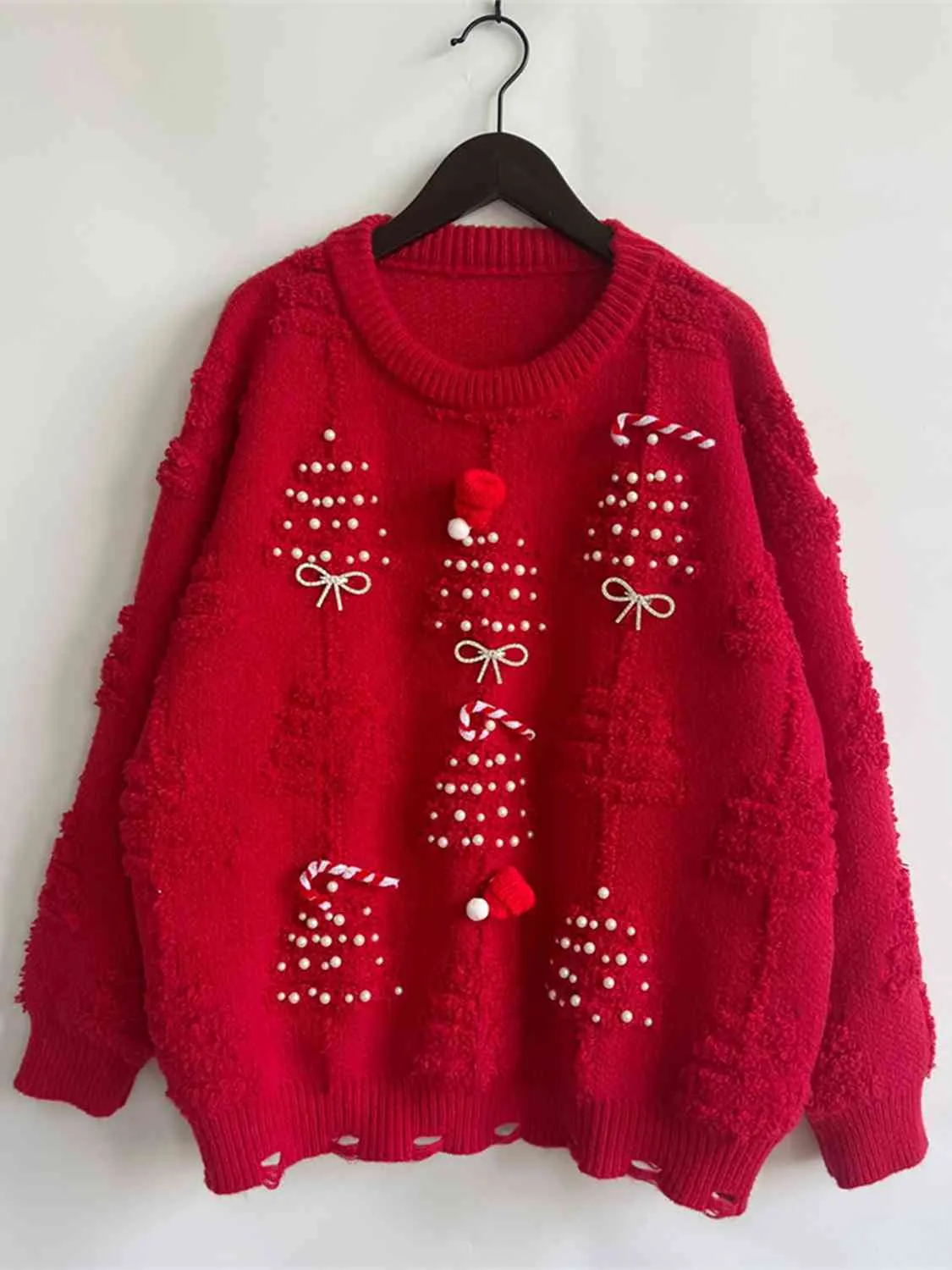 Hazel Blues® |  Pearl Detail Round Neck Long Sleeve Sweater