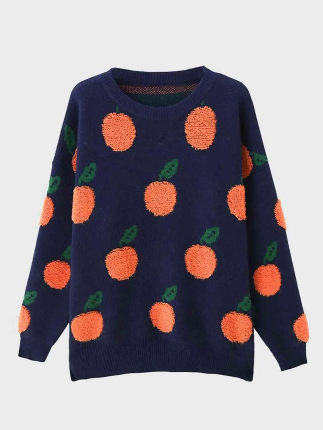 Hazel Blues® |  Printed Round Neck Drop Shoulder Sweater