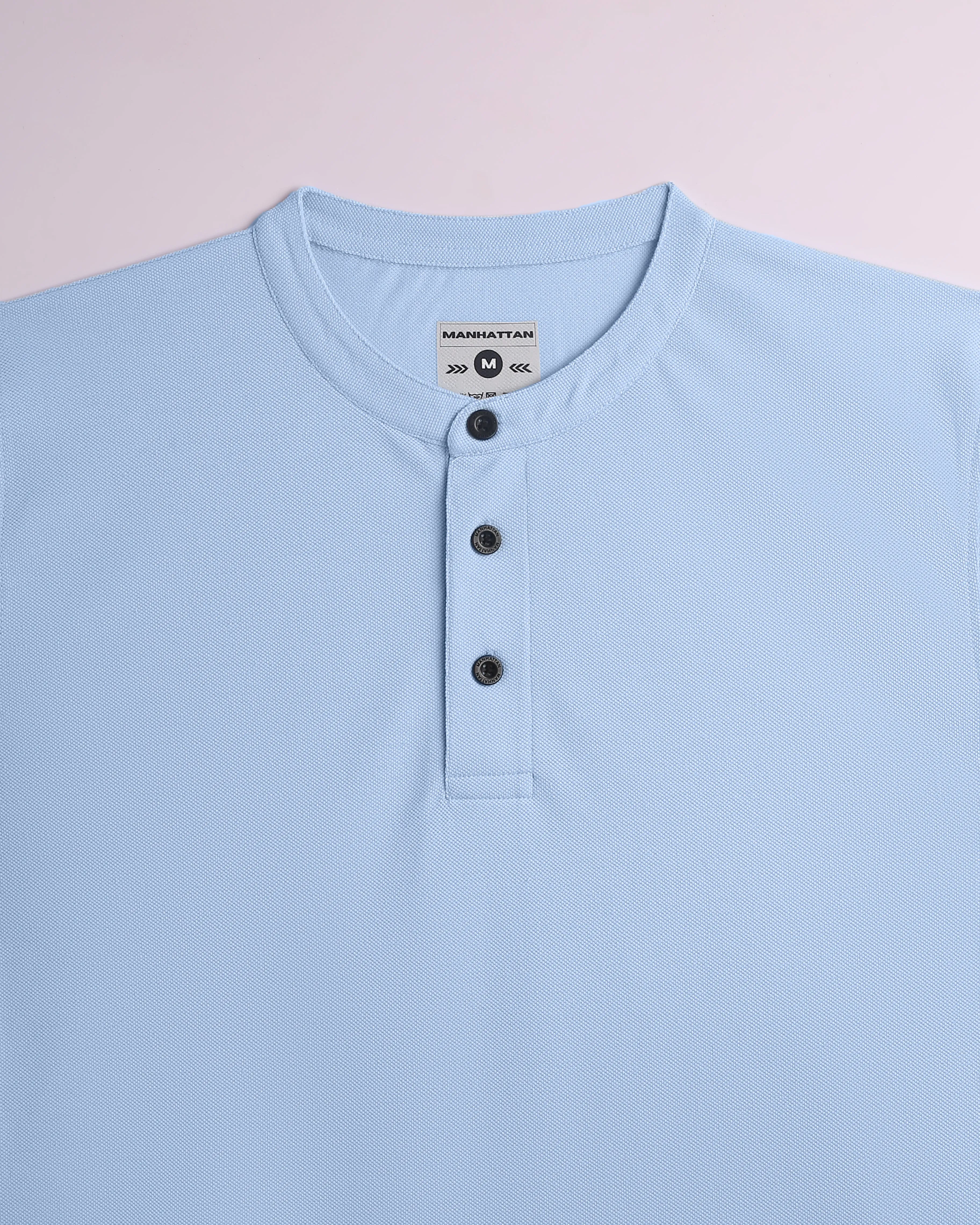 Henley Full Sleeve Unisex Sky Blue
