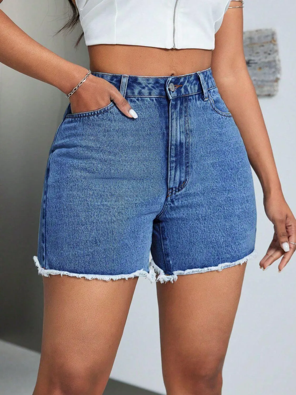 High Waist Denim Shorts – Classic Cut, Flattering Fit