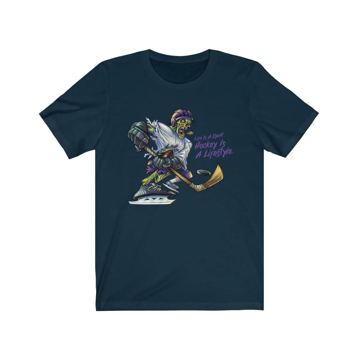 Hockey Zombie Graphic Short Sleeve T-Shirt