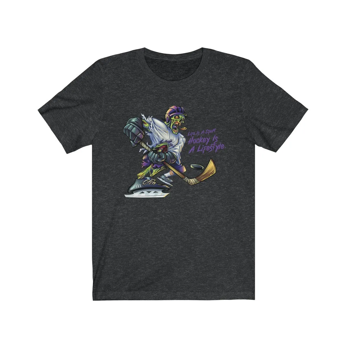 Hockey Zombie Graphic Short Sleeve T-Shirt