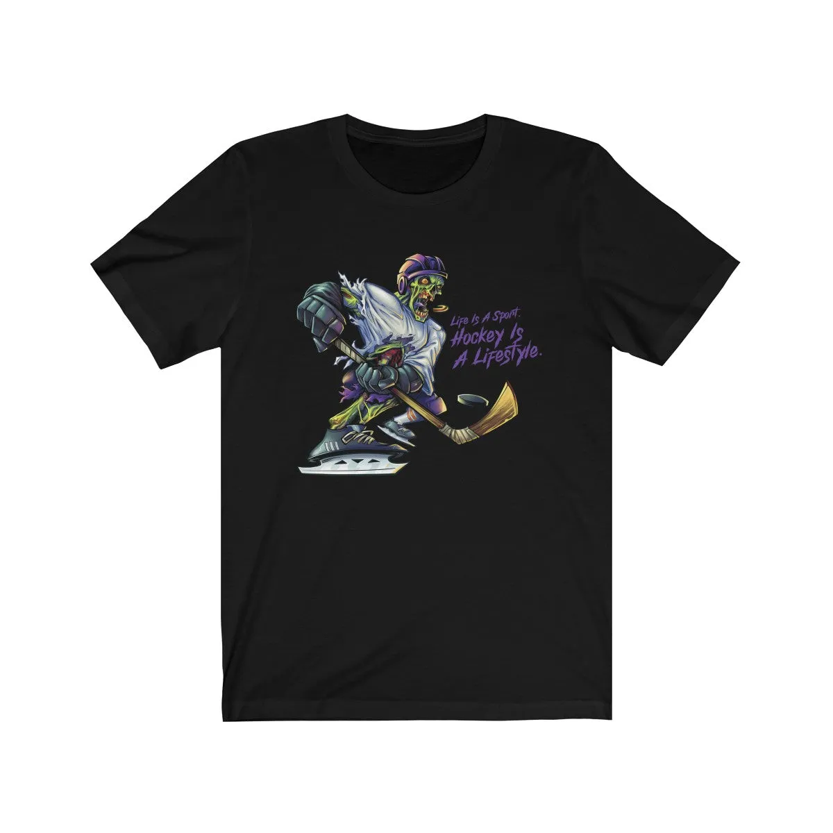 Hockey Zombie Graphic Short Sleeve T-Shirt