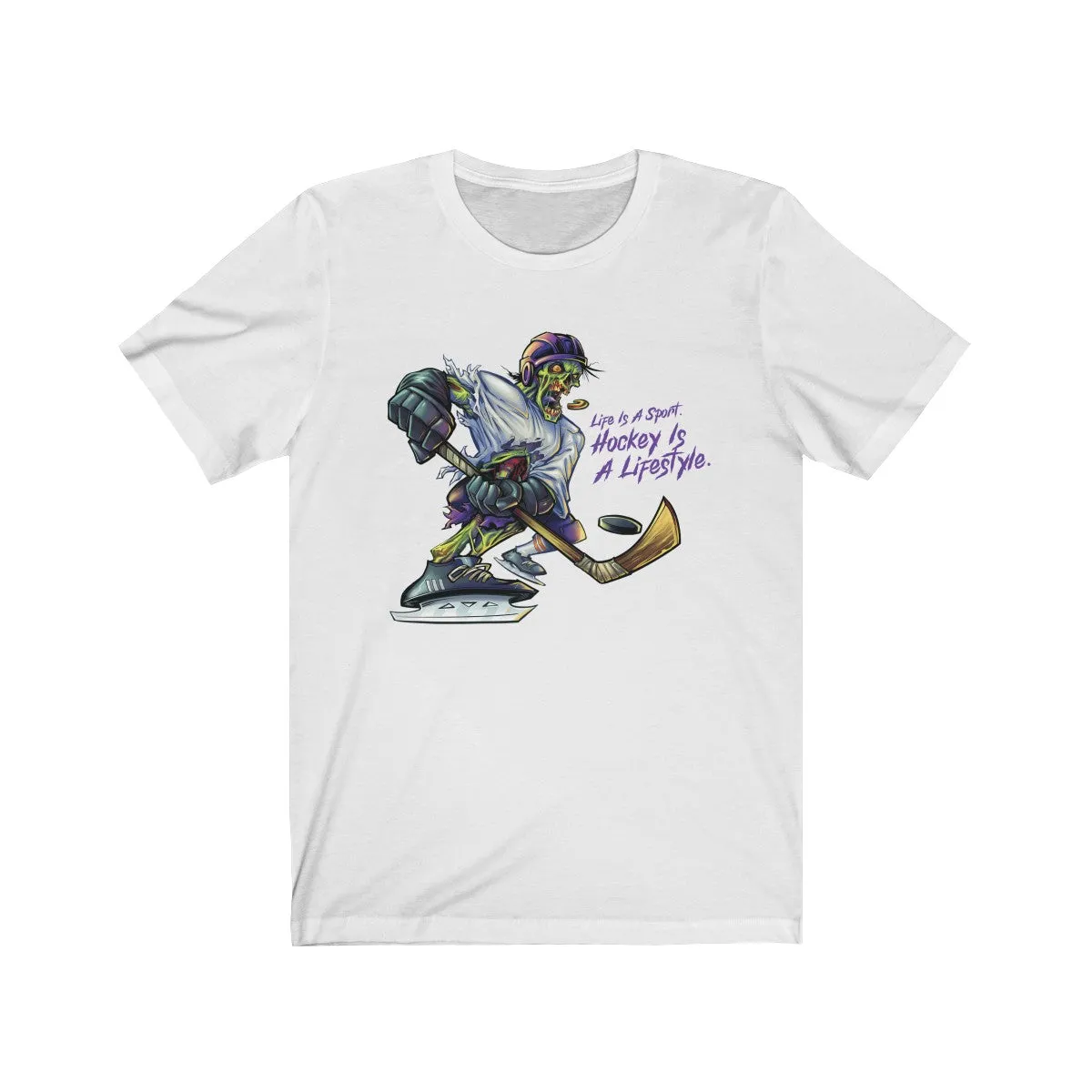 Hockey Zombie Graphic Short Sleeve T-Shirt
