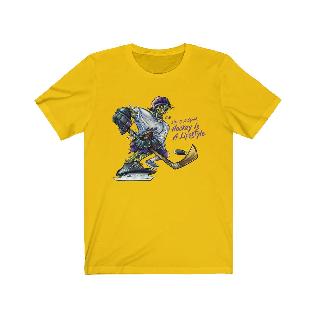 Hockey Zombie Graphic Short Sleeve T-Shirt