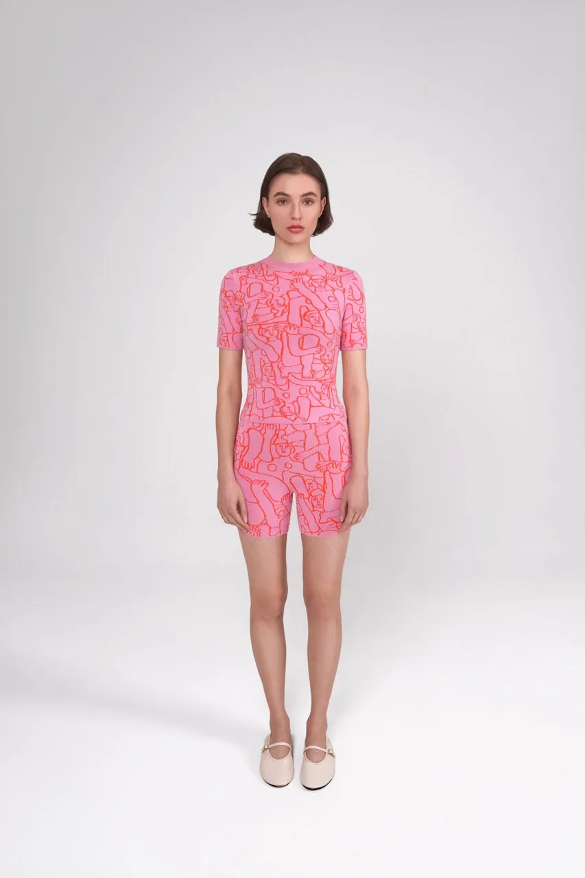 Human Mess Knitted Shorts (Pink/Orange)