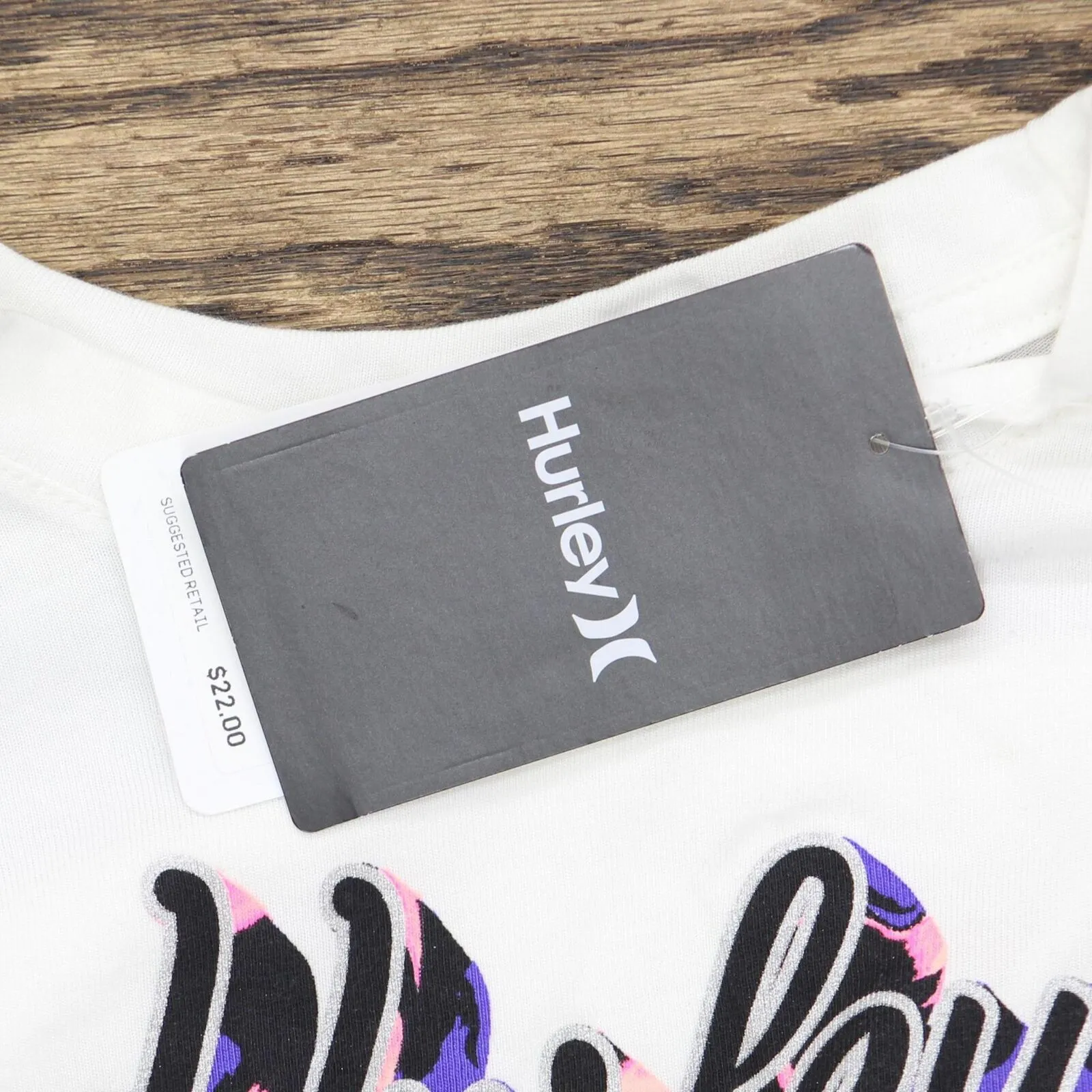 Hurley Girls Long Sleeve Boxy T-Shirt with Scrunchie Sail White / Mint Foam 6