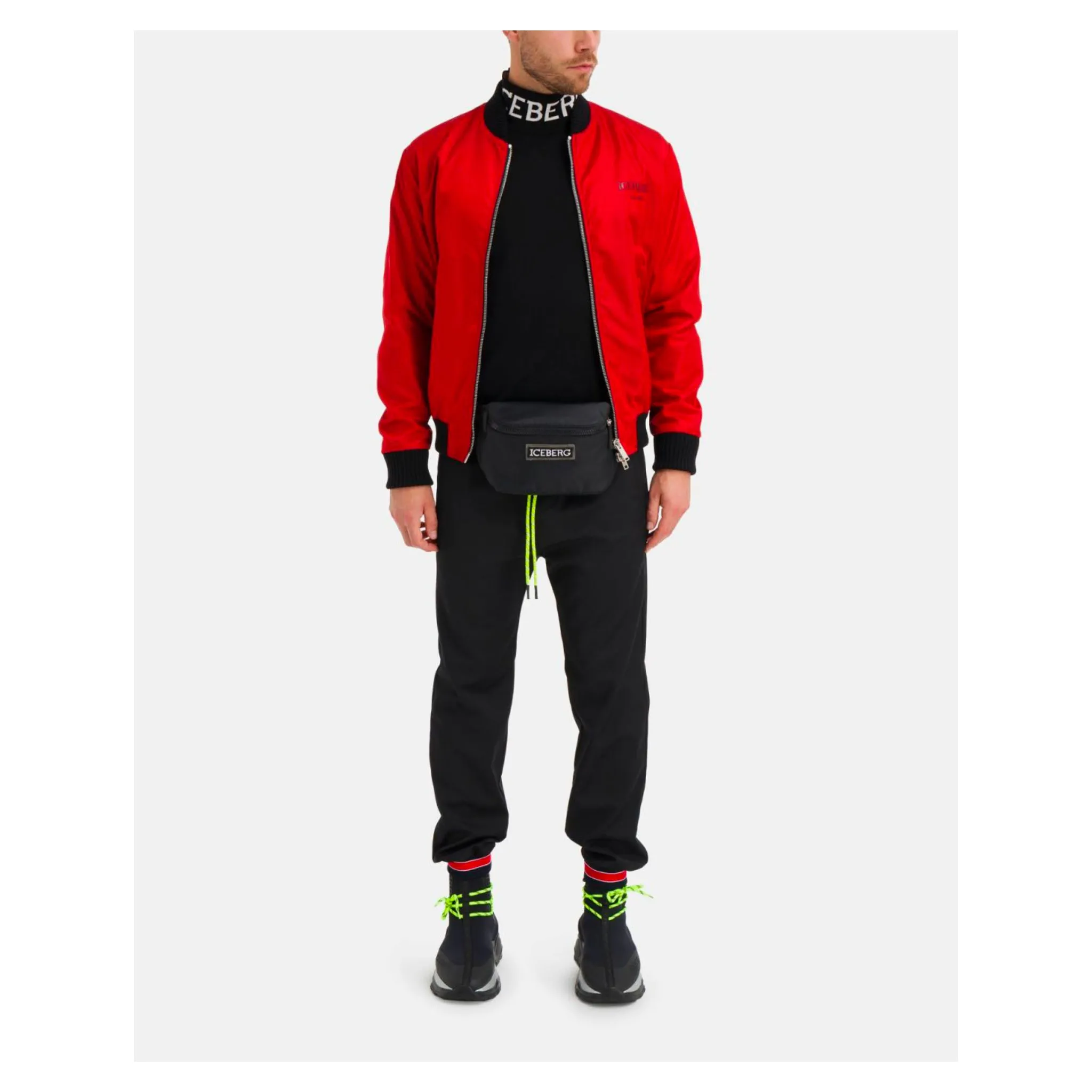 Iceberg jogging pants with logo and ankle stripes
