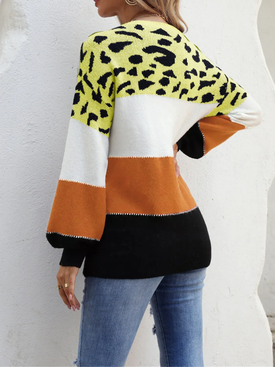 Isley Color Block Round Neck Sweater