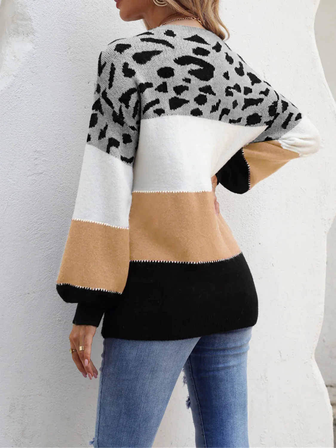 Isley Color Block Round Neck Sweater