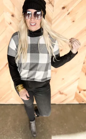 Ivory & Black Buffalo Plaid Top- Final Sale*