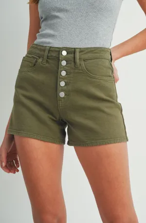 JBD Ladies Olive Button Up Shorts DH808OL