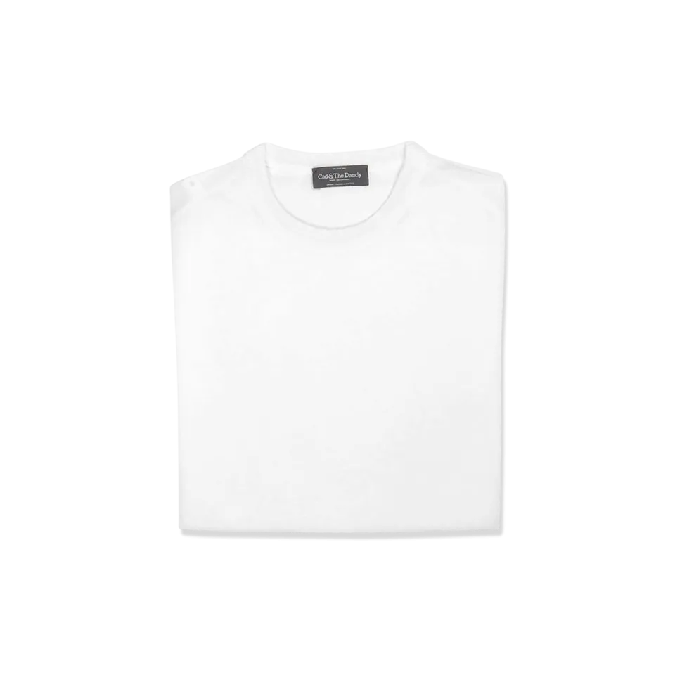 Knitted T-Shirt in Chalk Merino Wool