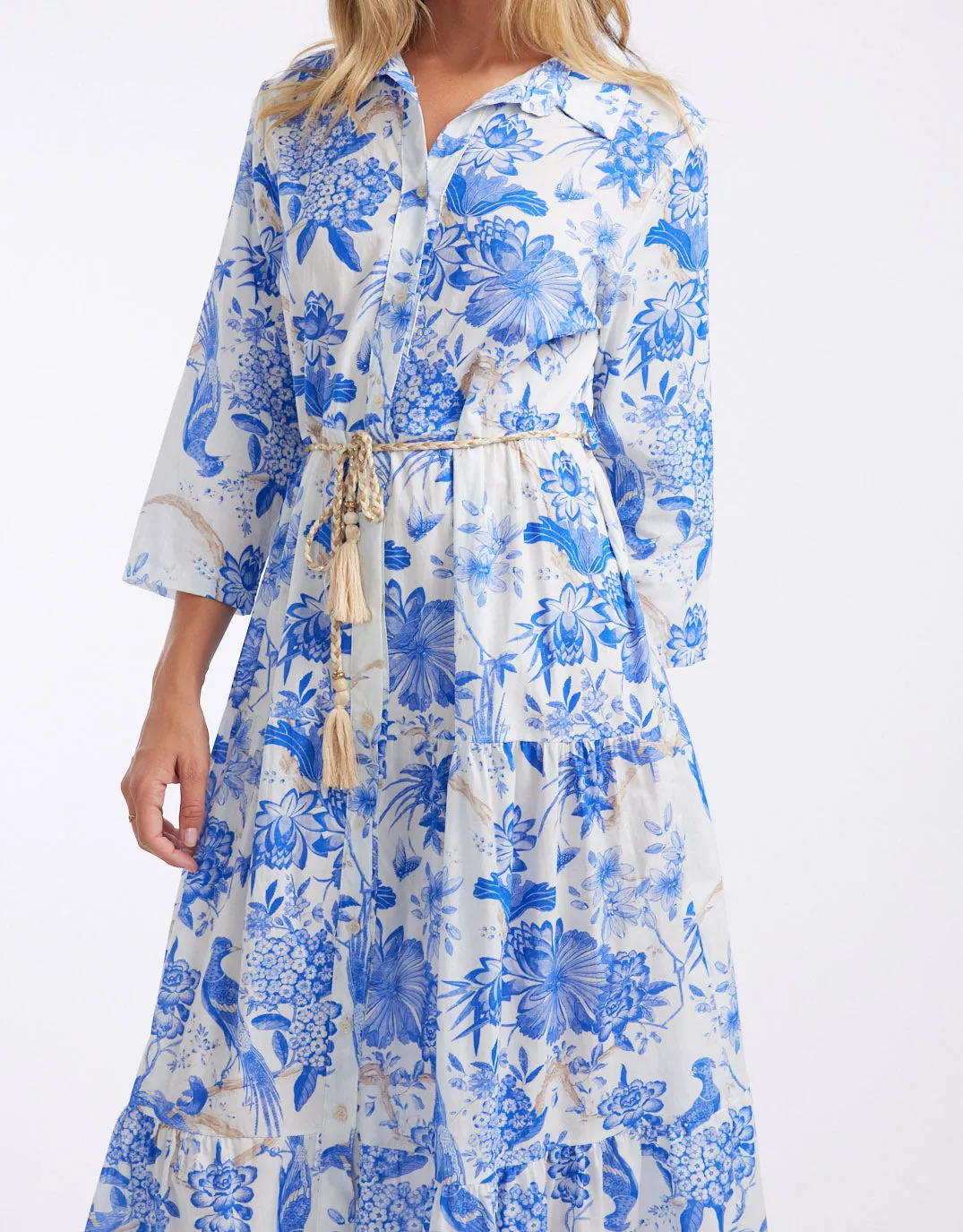 Ladies Who Lunch Dress - Bright Blue Flower