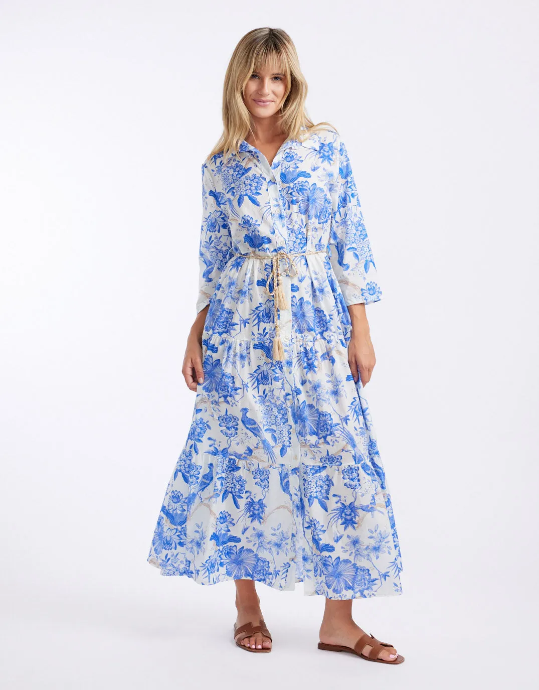 Ladies Who Lunch Dress - Bright Blue Flower