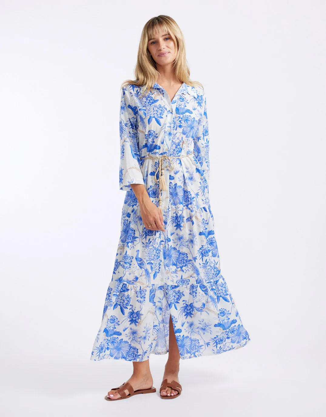 Ladies Who Lunch Dress - Bright Blue Flower