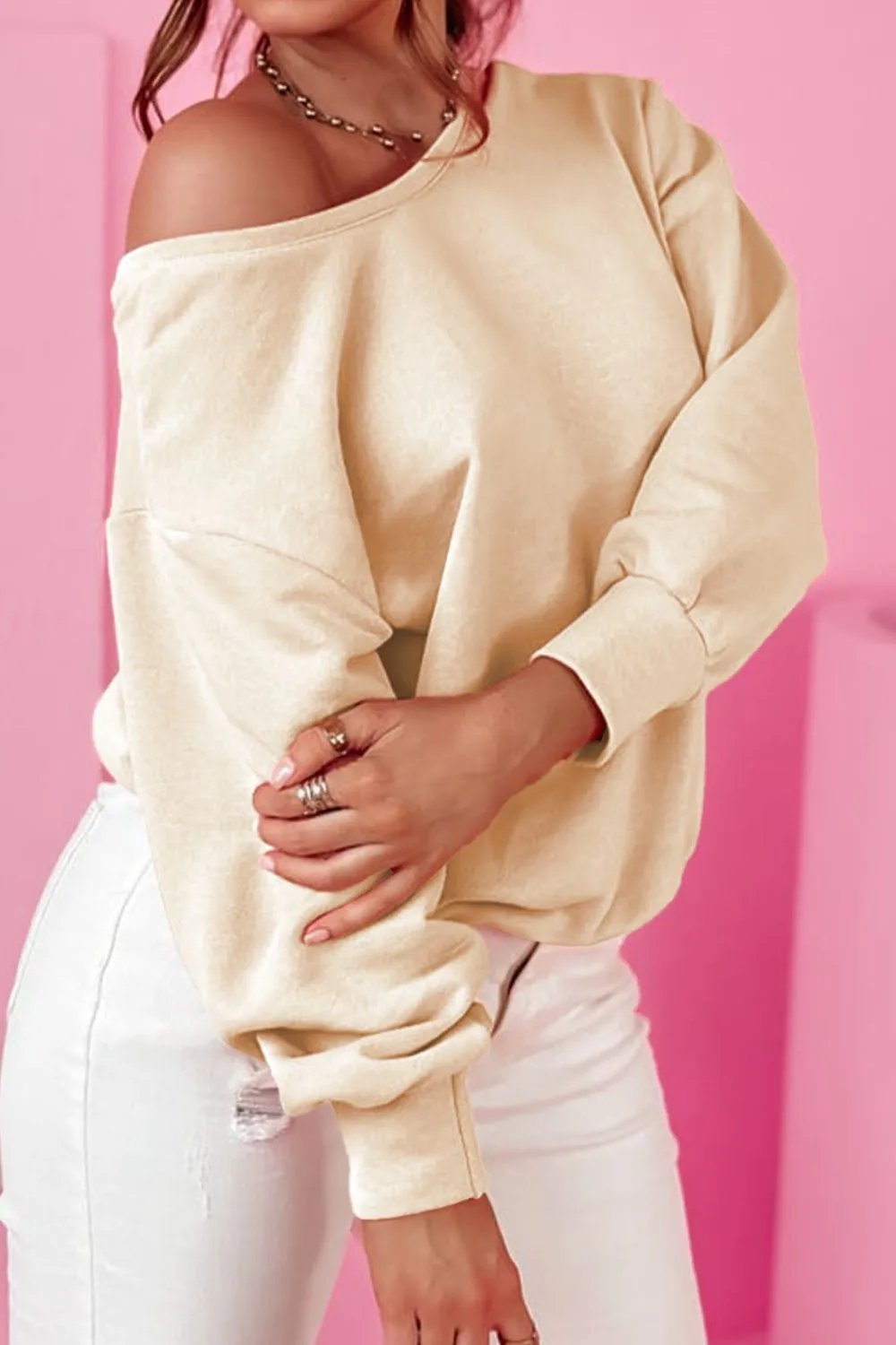 Leah Bow Round Neck Long Sleeve Sweatshirt