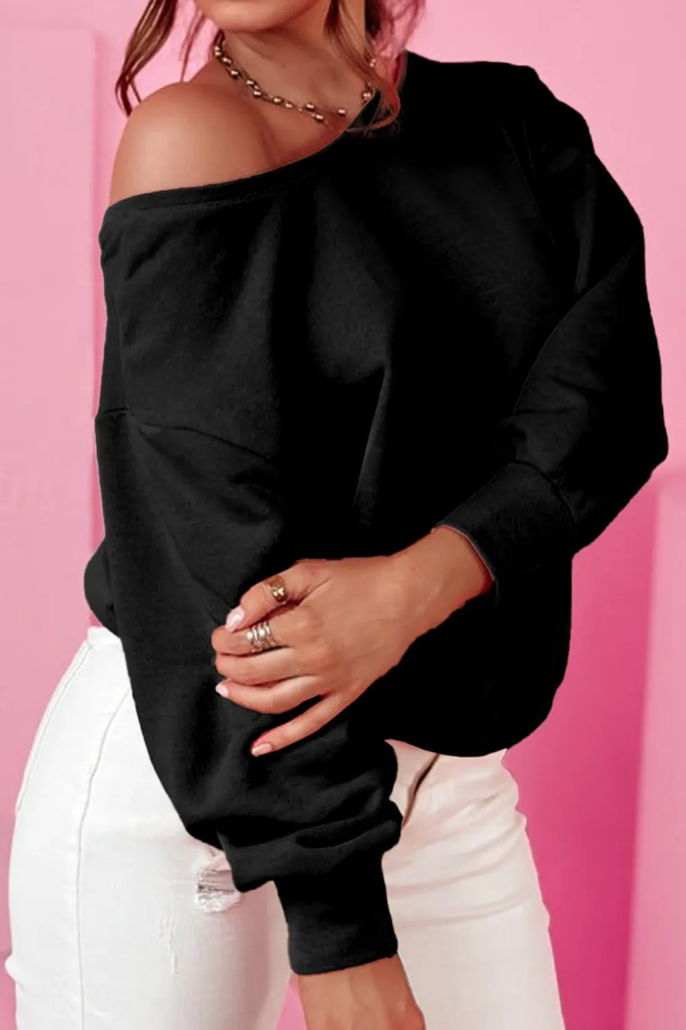 Leah Bow Round Neck Long Sleeve Sweatshirt