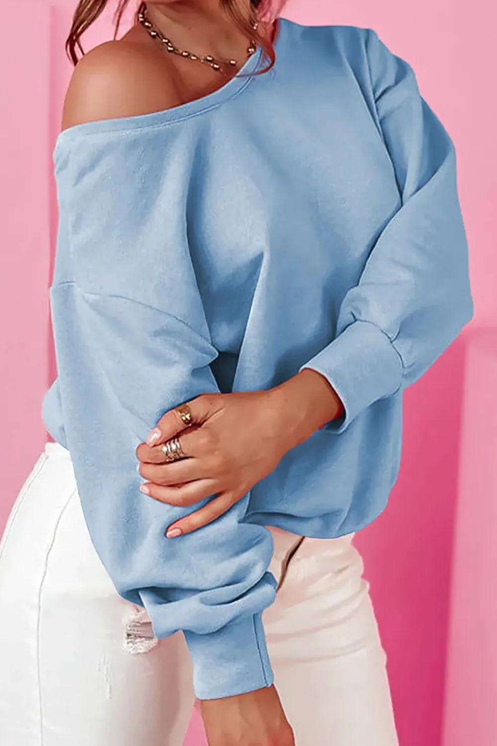 Leah Bow Round Neck Long Sleeve Sweatshirt