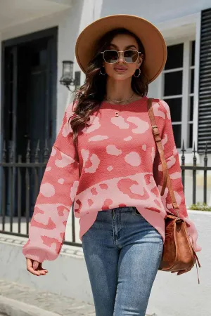 Leah Leopard Drop Shoulder Sweater