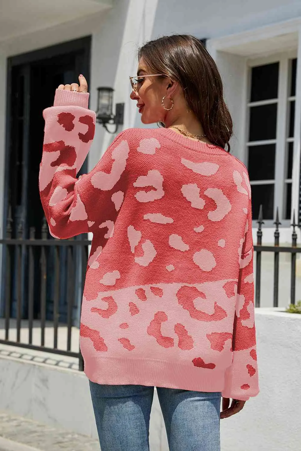 Leah Leopard Drop Shoulder Sweater