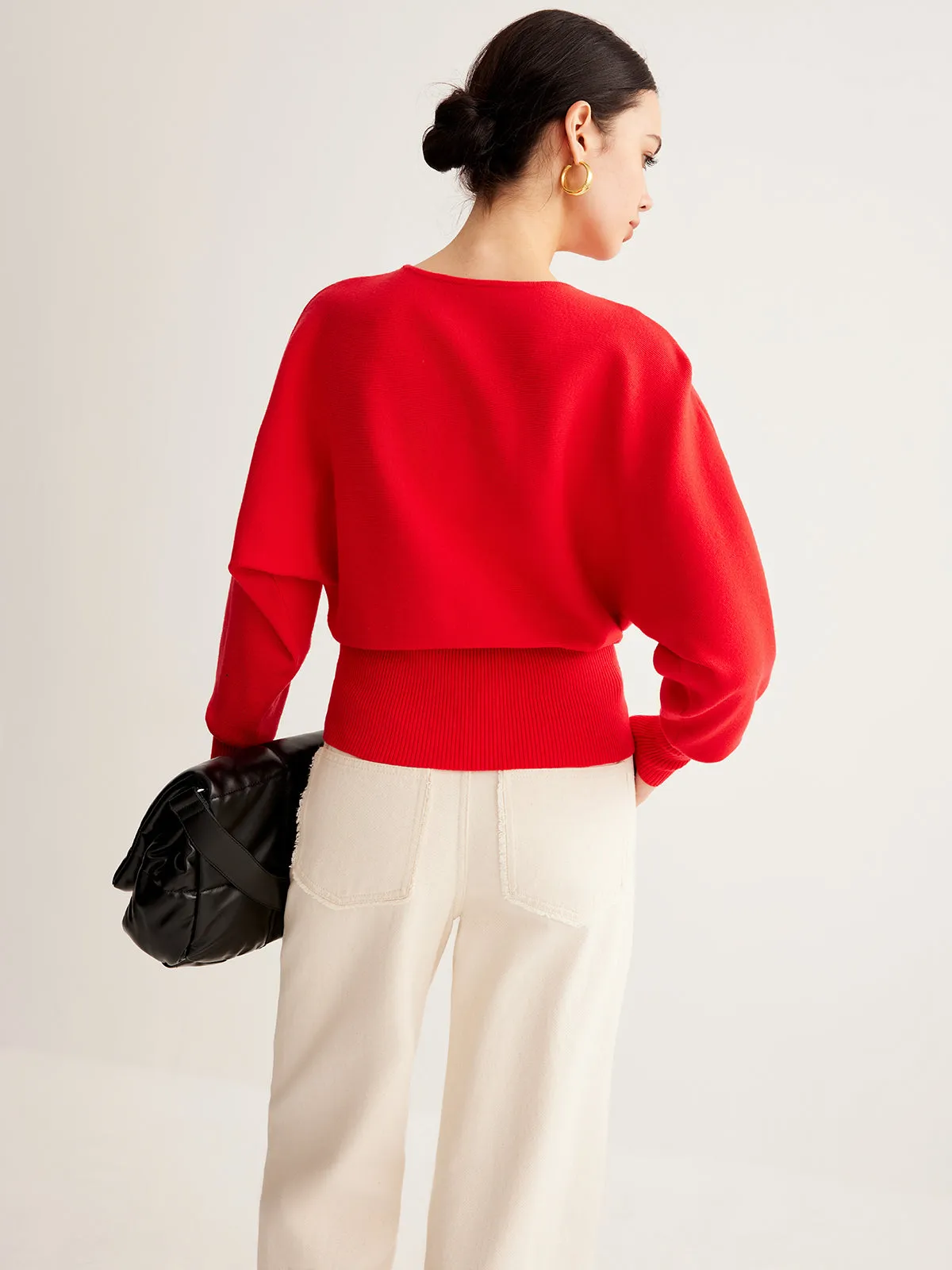Leg-Of Mutton Cinched Sweater