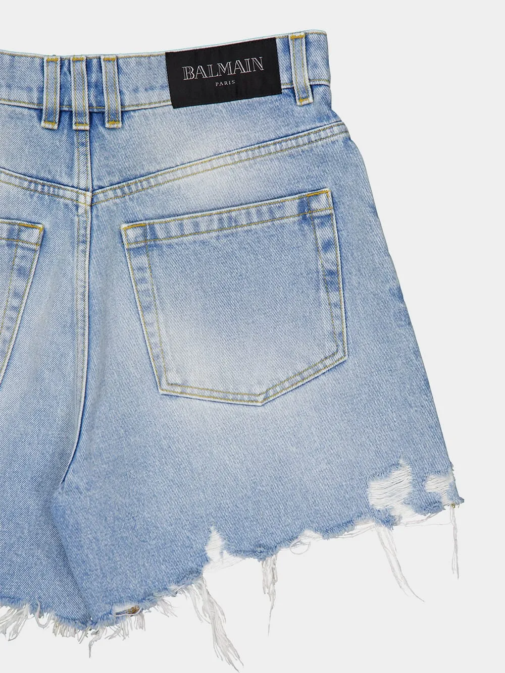 Light Blue Denim High-Waisted Shorts