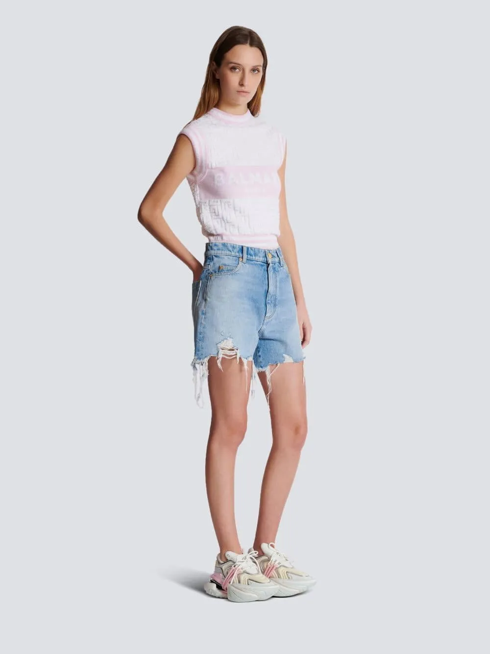 Light Blue Denim High-Waisted Shorts