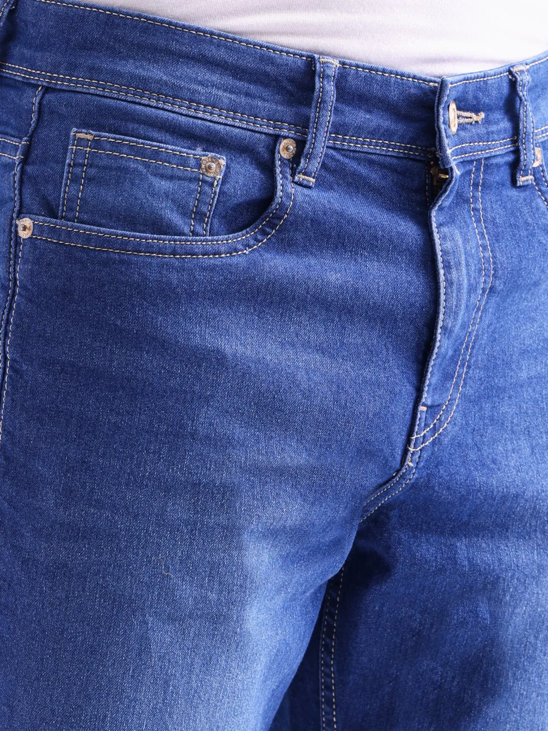 Light Blue Plain Denim Shorts