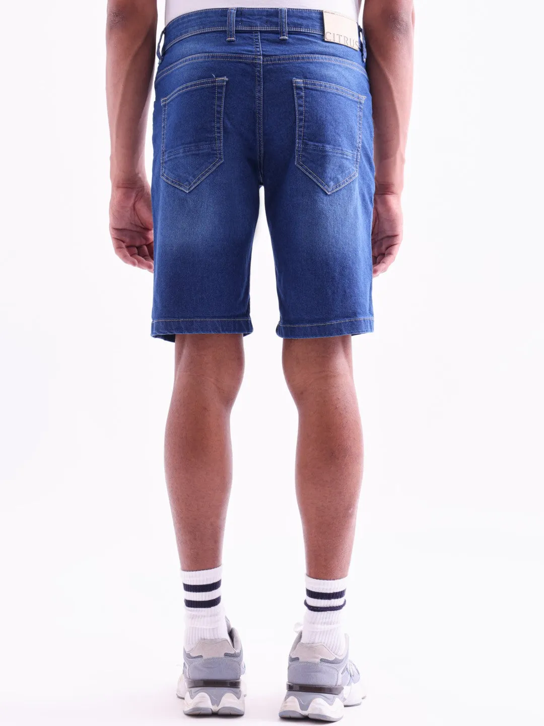 Light Blue Plain Denim Shorts