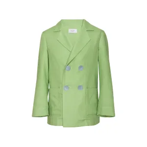 Linen-blend Double Breasted Jacket Sunlit, Green