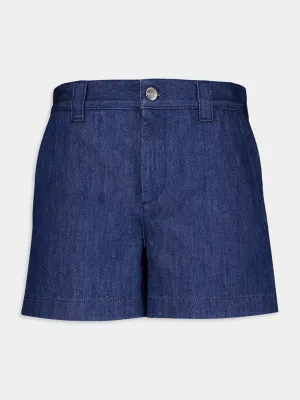Low Waist Denim Mini Shorts with Horsebit