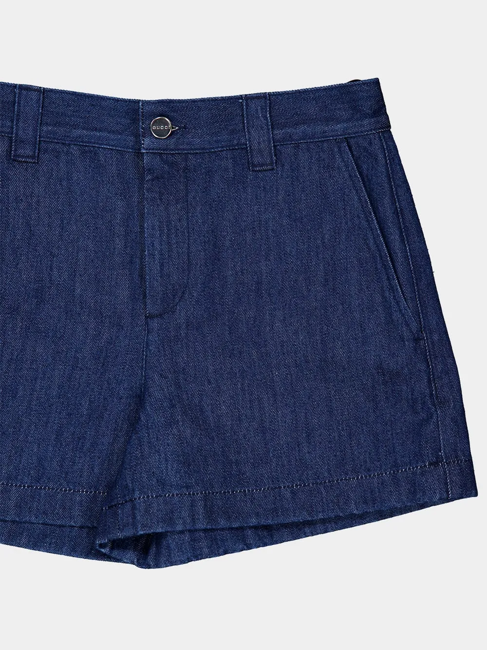 Low Waist Denim Mini Shorts with Horsebit