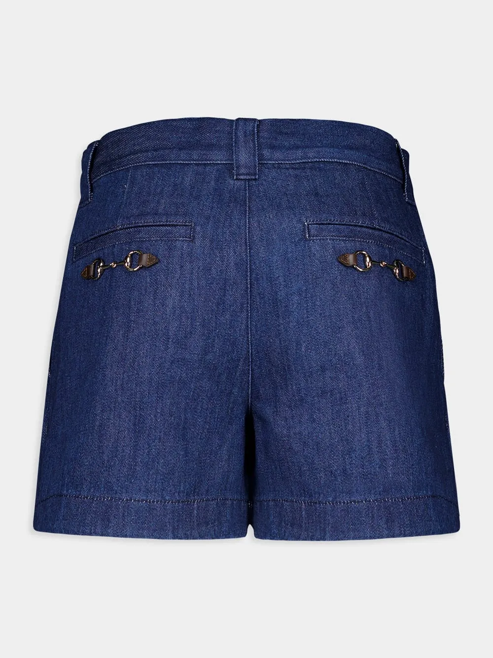 Low Waist Denim Mini Shorts with Horsebit