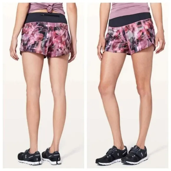 Lululemon Run Times Short II Sun Dazed Multi Pink Super Dark 4&quot; Inseam Size 4