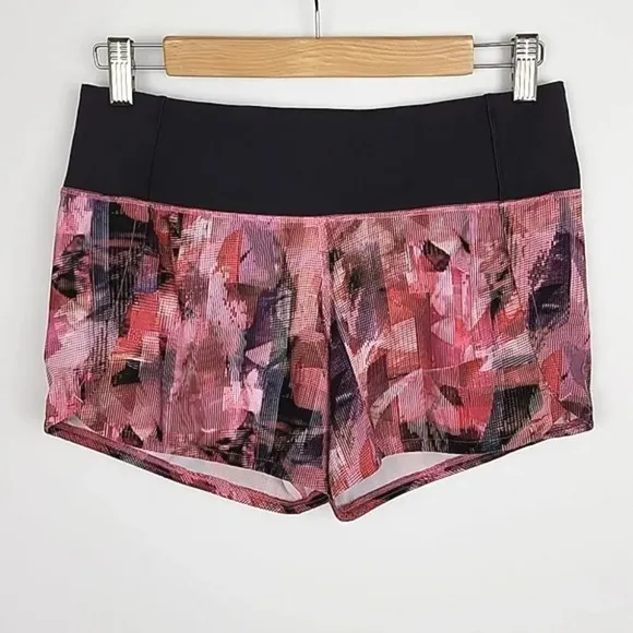 Lululemon Run Times Short II Sun Dazed Multi Pink Super Dark 4&quot; Inseam Size 4