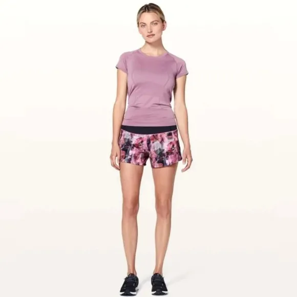 Lululemon Run Times Short II Sun Dazed Multi Pink Super Dark 4&quot; Inseam Size 4