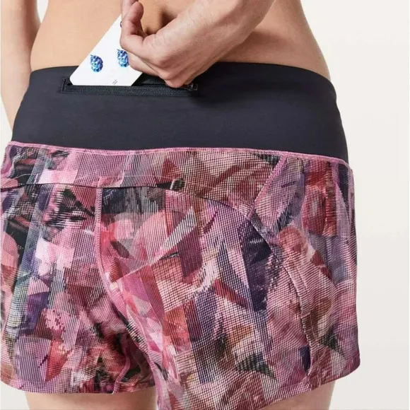 Lululemon Run Times Short II Sun Dazed Multi Pink Super Dark 4&quot; Inseam Size 4