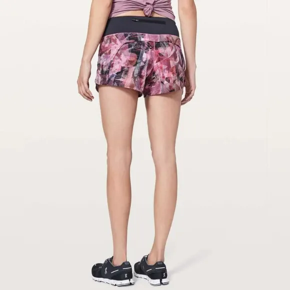 Lululemon Run Times Short II Sun Dazed Multi Pink Super Dark 4&quot; Inseam Size 4