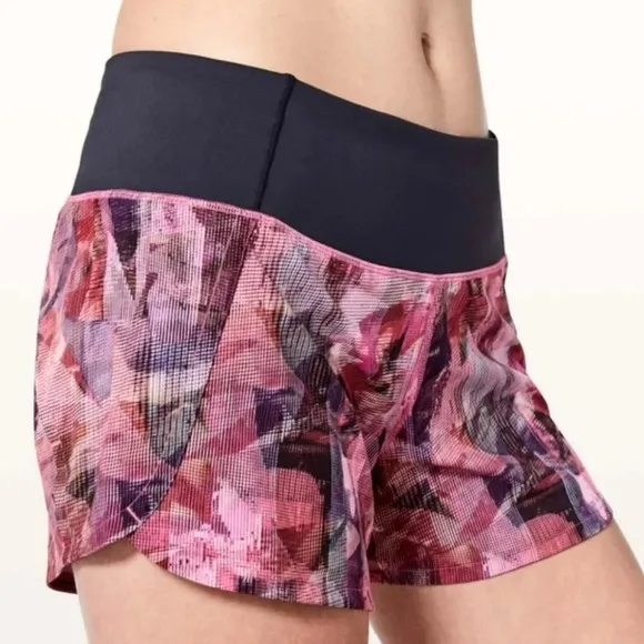 Lululemon Run Times Short II Sun Dazed Multi Pink Super Dark 4&quot; Inseam Size 4