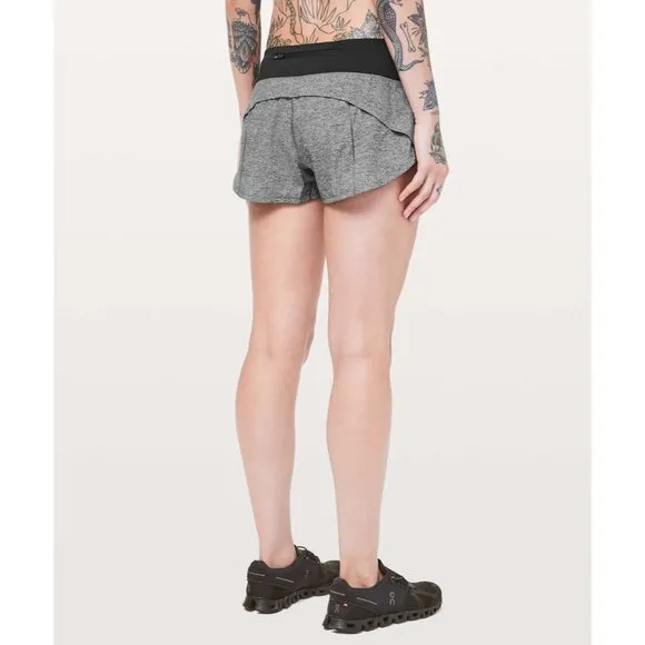 Lululemon Speed Up Lined LR Short *2.5&quot; Heather Lux Multi Black / Black size 10
