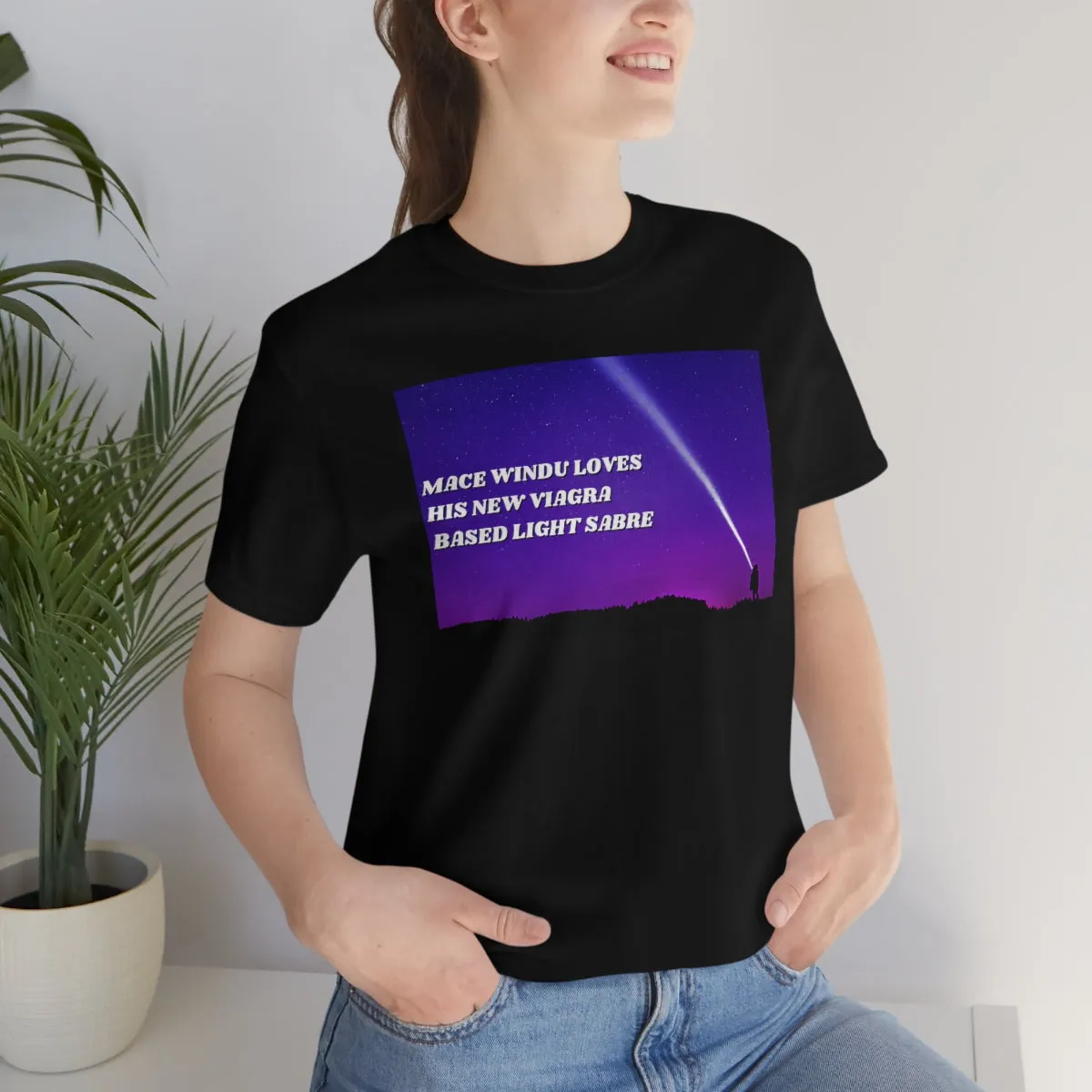 Mace Windu Loves His Viagra Based Light Sabre Short Sleeve Tee