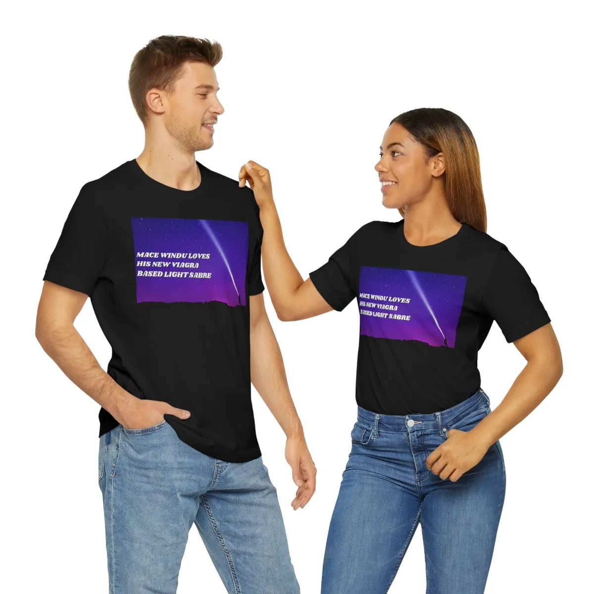 Mace Windu Loves His Viagra Based Light Sabre Short Sleeve Tee