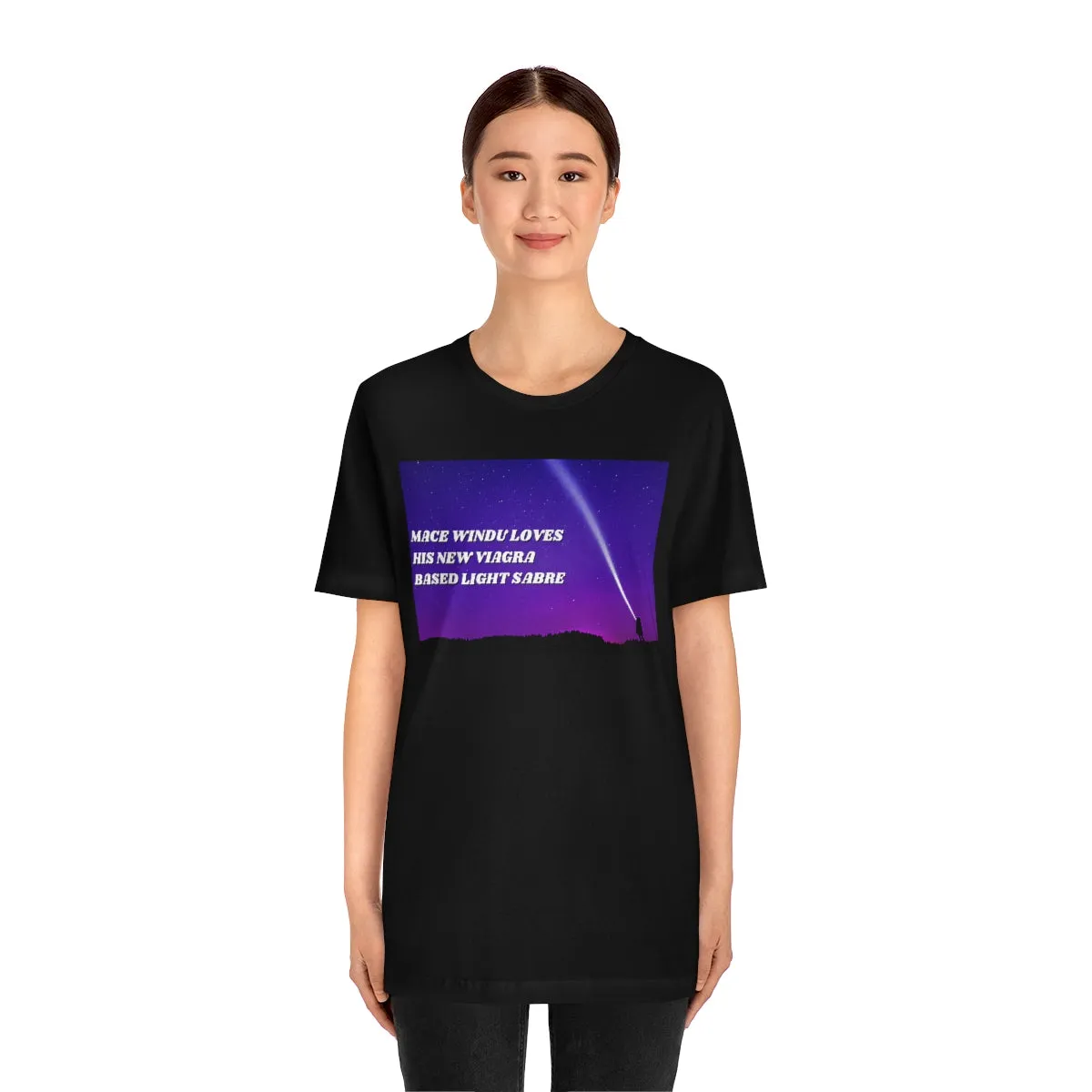 Mace Windu Loves His Viagra Based Light Sabre Short Sleeve Tee