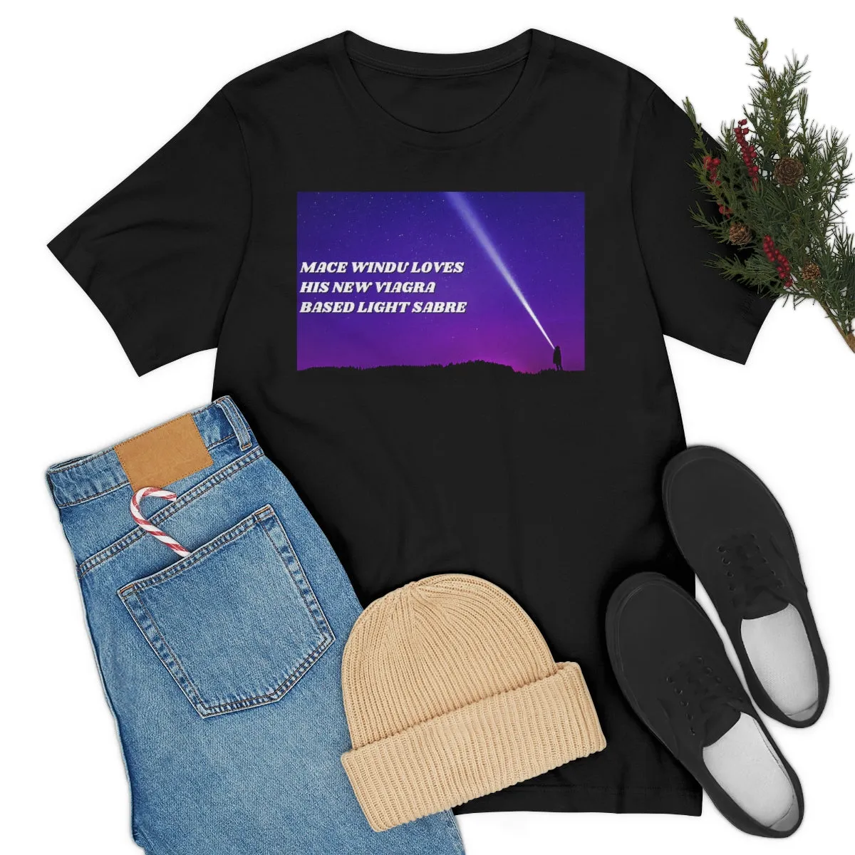 Mace Windu Loves His Viagra Based Light Sabre Short Sleeve Tee