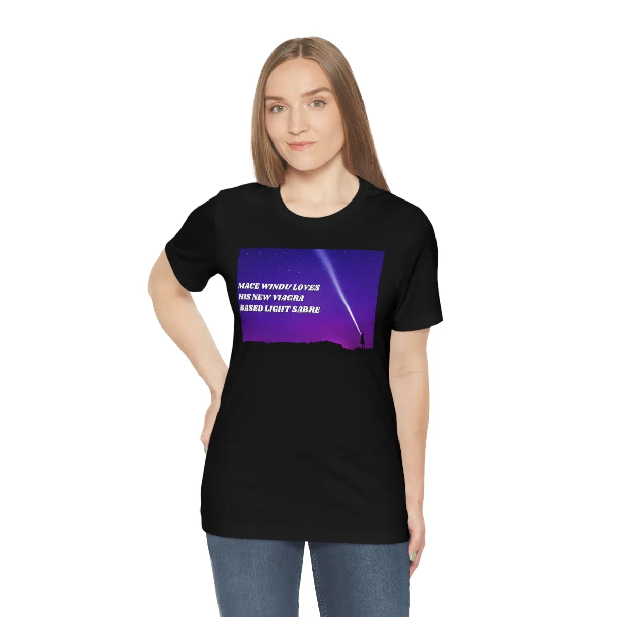 Mace Windu Loves His Viagra Based Light Sabre Short Sleeve Tee