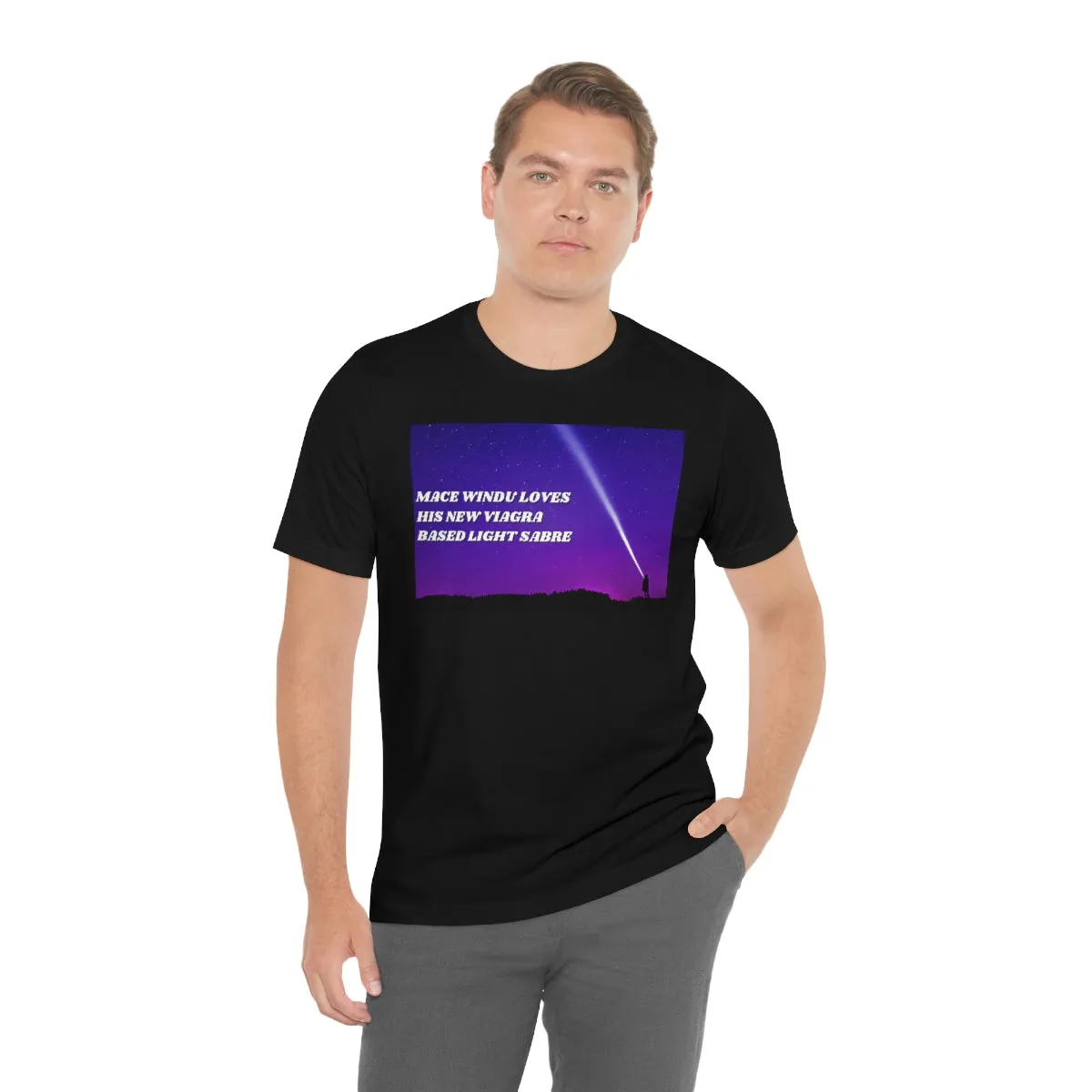 Mace Windu Loves His Viagra Based Light Sabre Short Sleeve Tee