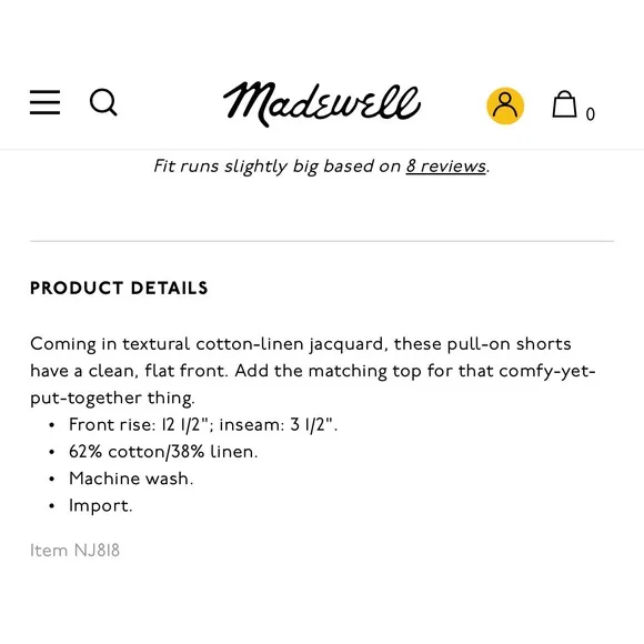 Madewell Clean Pull-On Shorts in Jacquard Size XL